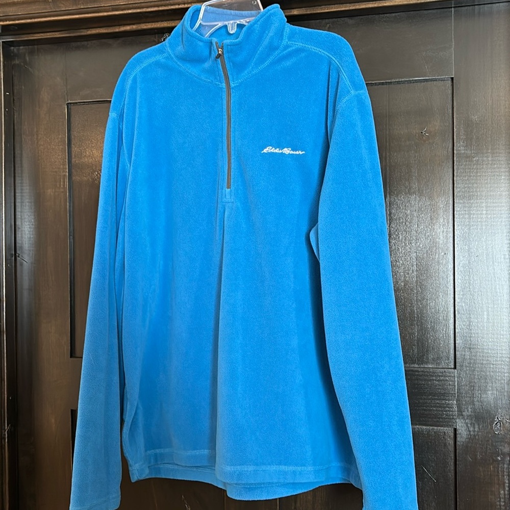 Eddie Bauer Blue 1/4 Zip Fleece Size Large Pullover
